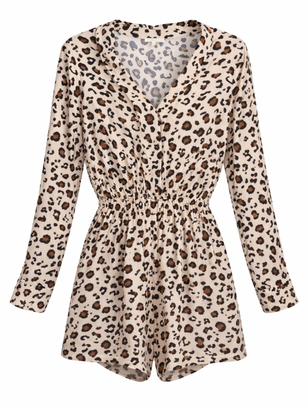 Le Lis Leopard Print Romper Long Sleeve‎ Elastic Waist Y2K Soft Girl- Small